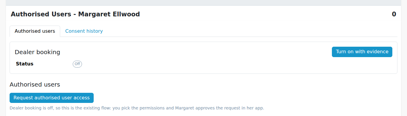 Off: Turn on with evidence, or request access