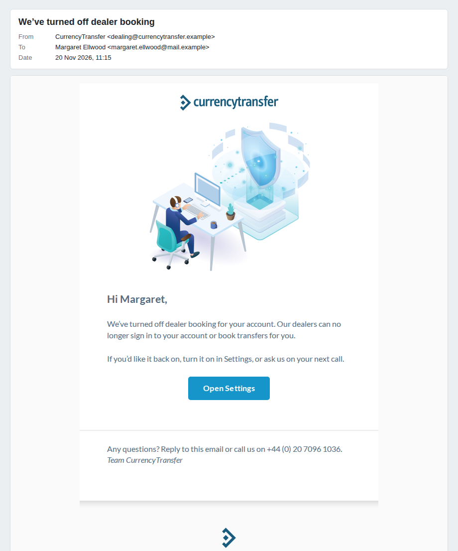 Email: an admin turned it off