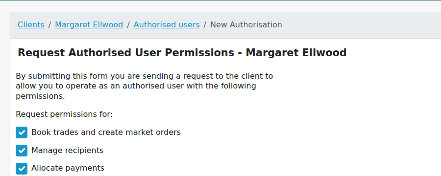 Request authorised user access (the no-evidence path)